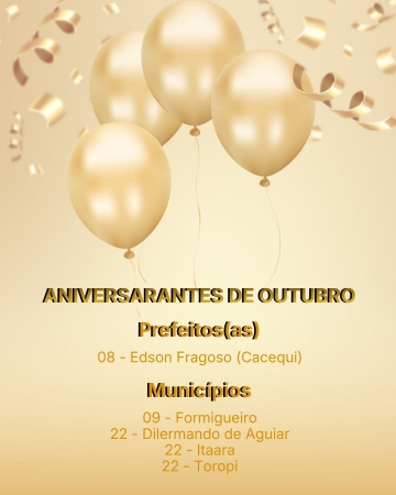 AMCENTRO FELICITA OS ANIVERSARIANTES DE OUTUBRO